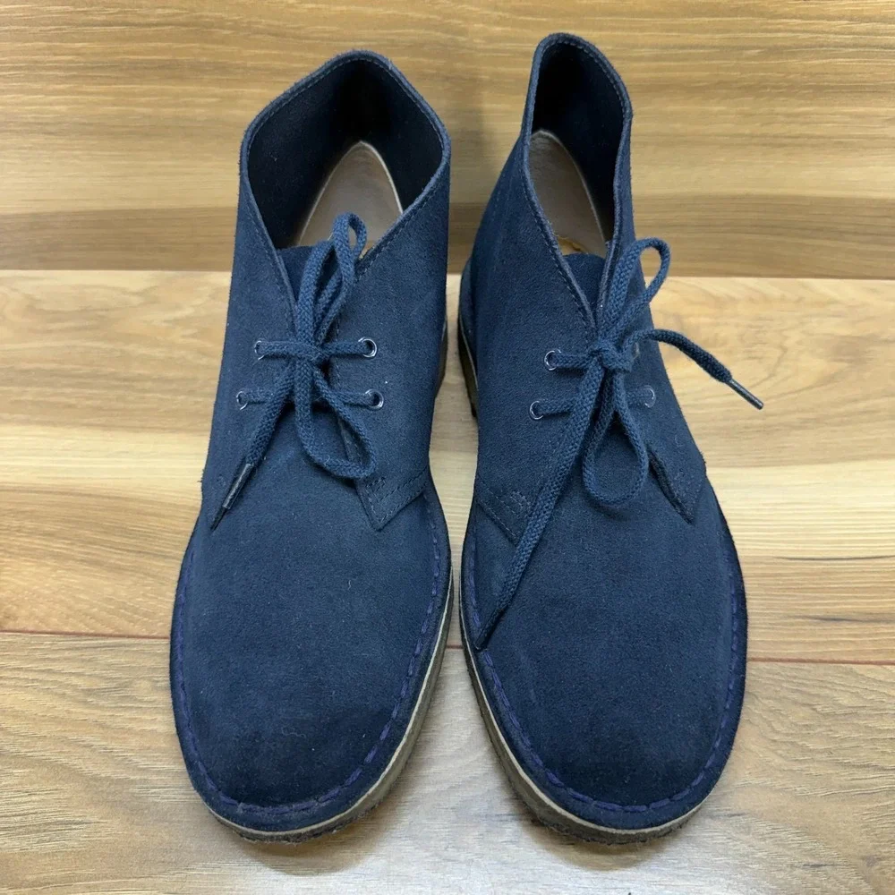 Clarks‎ Charles F Stead Chukka Boots Womens 8 M Navy Blue Suede Ankle